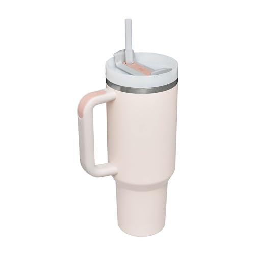 Stanley Quencher H2.0 FlowState Trinkflasche mit Strohhalm 1.2L - Thermobecher Kühlt 11 Stunden - 48 Stunden Eisgekühlt - Spülmaschinenfest - Thermosflasche BPA Frei - Kaffeebecher To Go - Rose