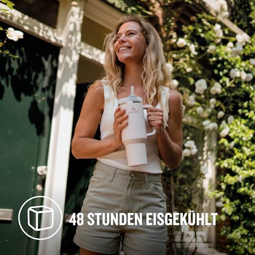 Stanley Quencher H2.0 FlowState Trinkflasche mit Strohhalm 1.2L - Thermobecher Kühlt 11 Stunden - 48 Stunden Eisgekühlt - Spülmaschinenfest - Thermosflasche BPA Frei - Kaffeebecher To Go - Rose