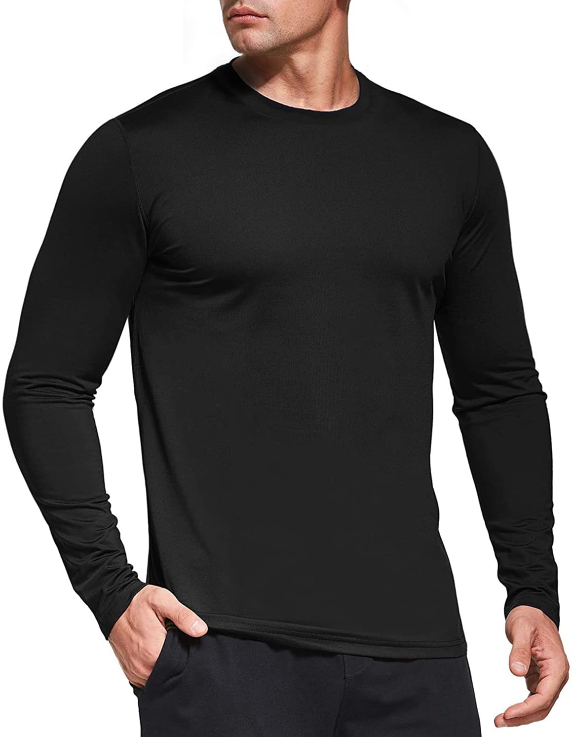 Herren 3er Pack Langarmshirt T-Shirts, UPF 50+ UV Schnelltrocknend Funktionsshirt Laufshirts, Atmungsaktiv Langarm Sportshirt Gym Outdoor Workout Fitness Oberteil Black/White/Grey-3P01-L