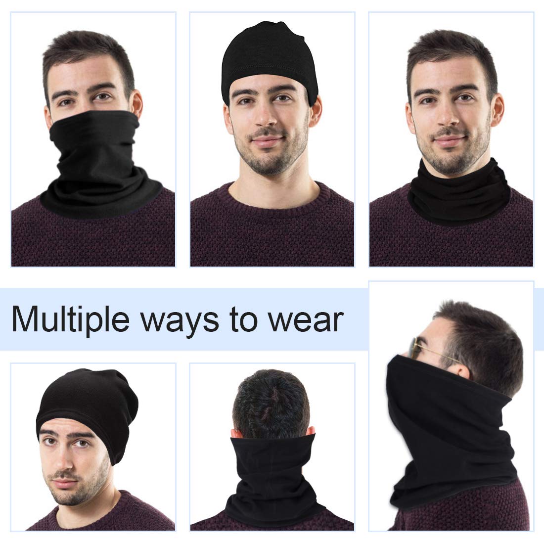 HEGCOIIE Winter Loop Schal Herren & Damen，Fleece Schlauchschal Halswärmer Halstuch Winddicht Ski Maske Warmer für Outdoor Skifahren Motorrad Laufen Radfahren