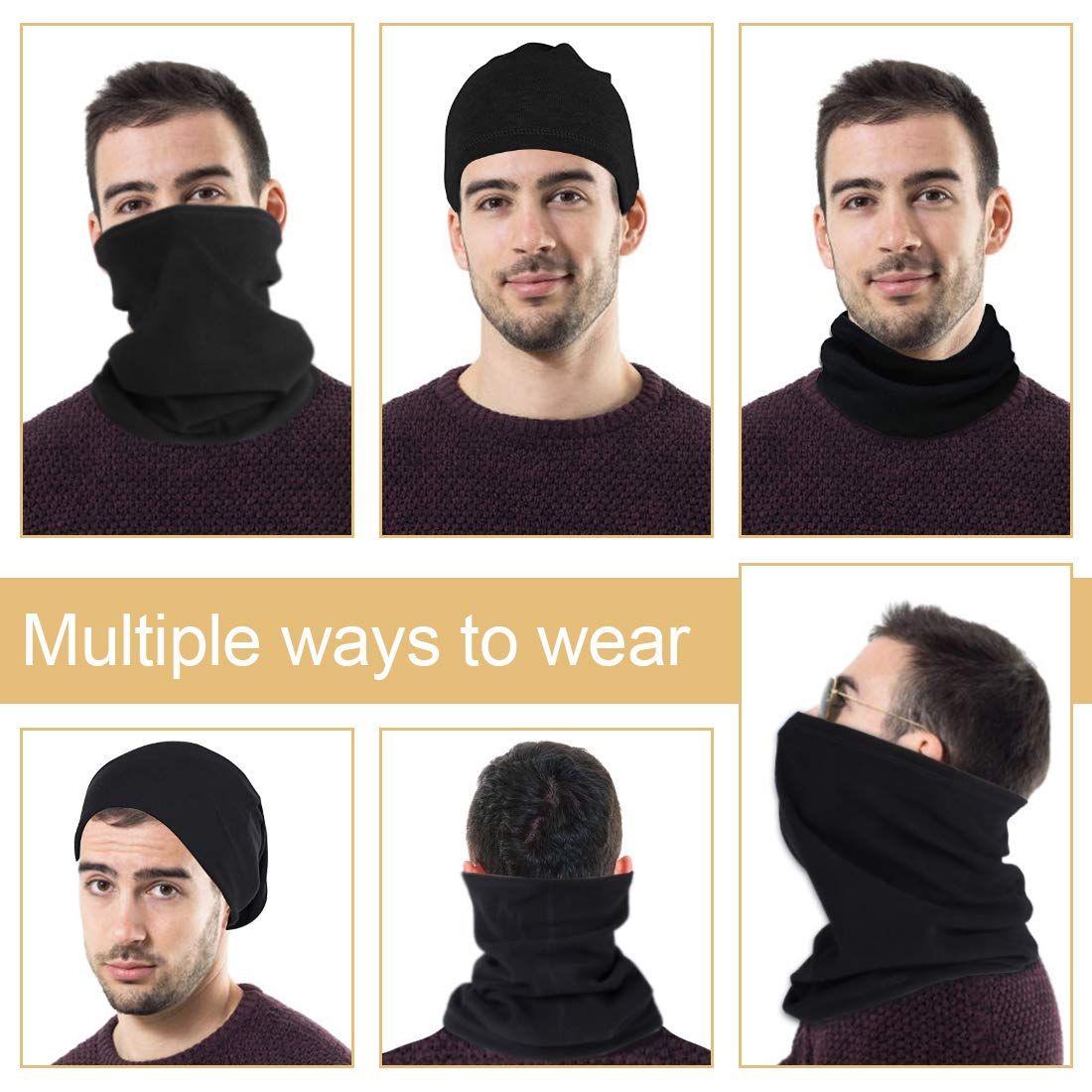 HEGCOIIE 2 Stück Damen Herren Winter Loop Schal Weichem Fleece Halswärmer Halstuch Winddicht Ski Maske Schlauchschal Warmer für Fahrrad Motorrad Skifahren