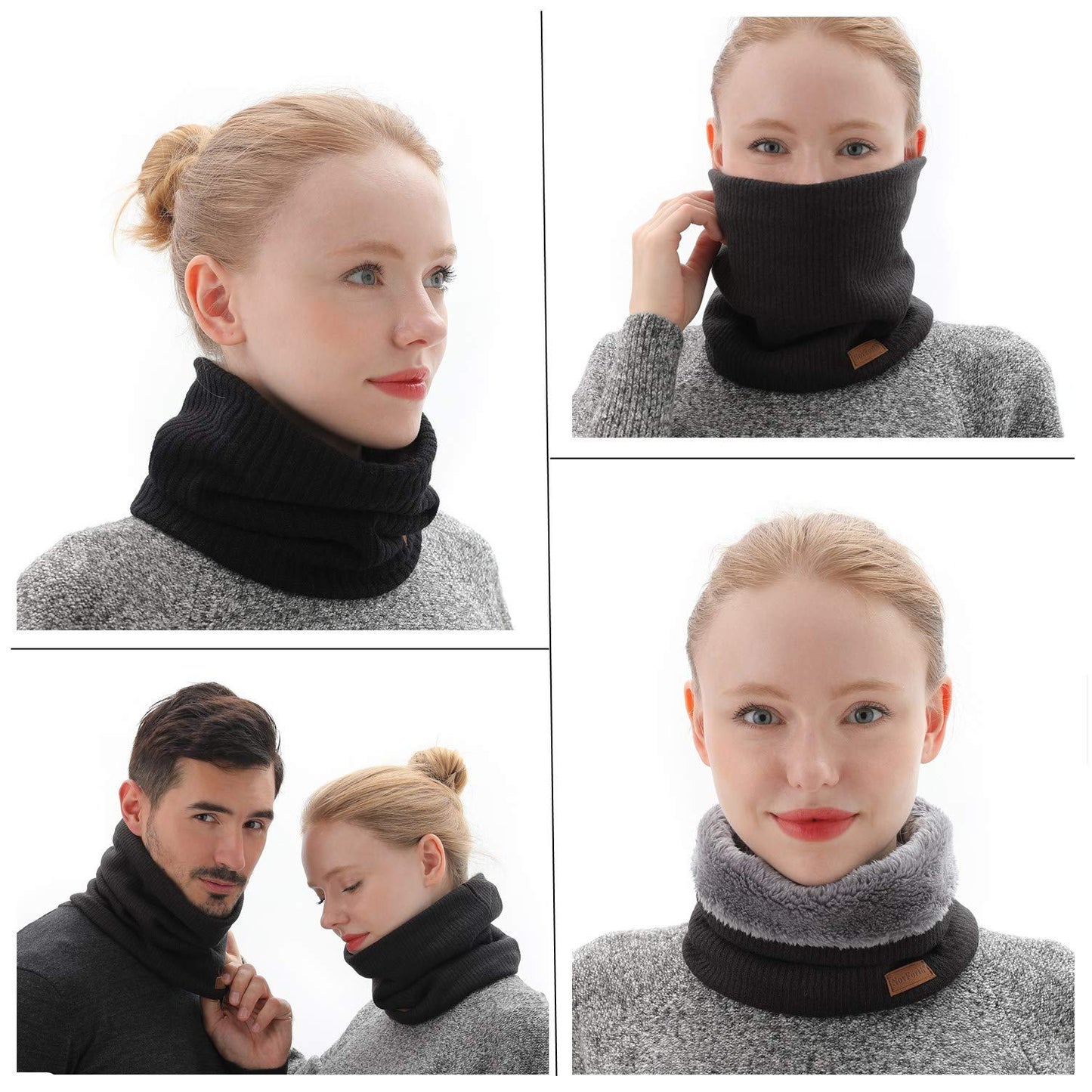 NovForth Winter Halsschlauch Herren Ski, Halswärmer Halstuch Männer Gesichtsschal Damen, Fleece Schal Schlauchtuch für Herren Gamaschenmaske, Winddichte Kreisschlaufenschals