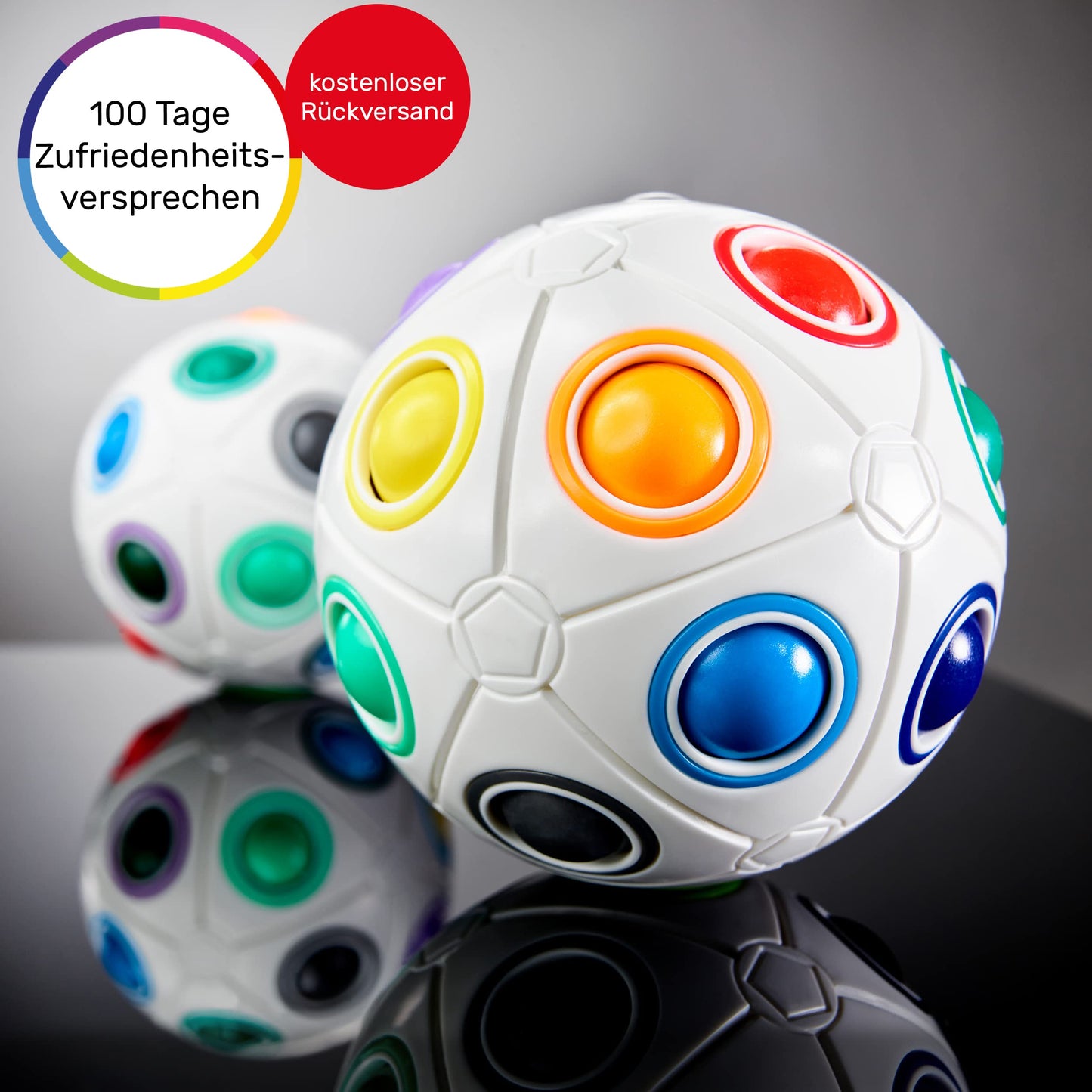 CUBIDI® Original Regenbogenball mit 19 Kugeln - Groß | Geschicklichkeitsspiele ab 6 Jahre für Kinder | Spannendes Knobelspiel für Mädchen und Jungen