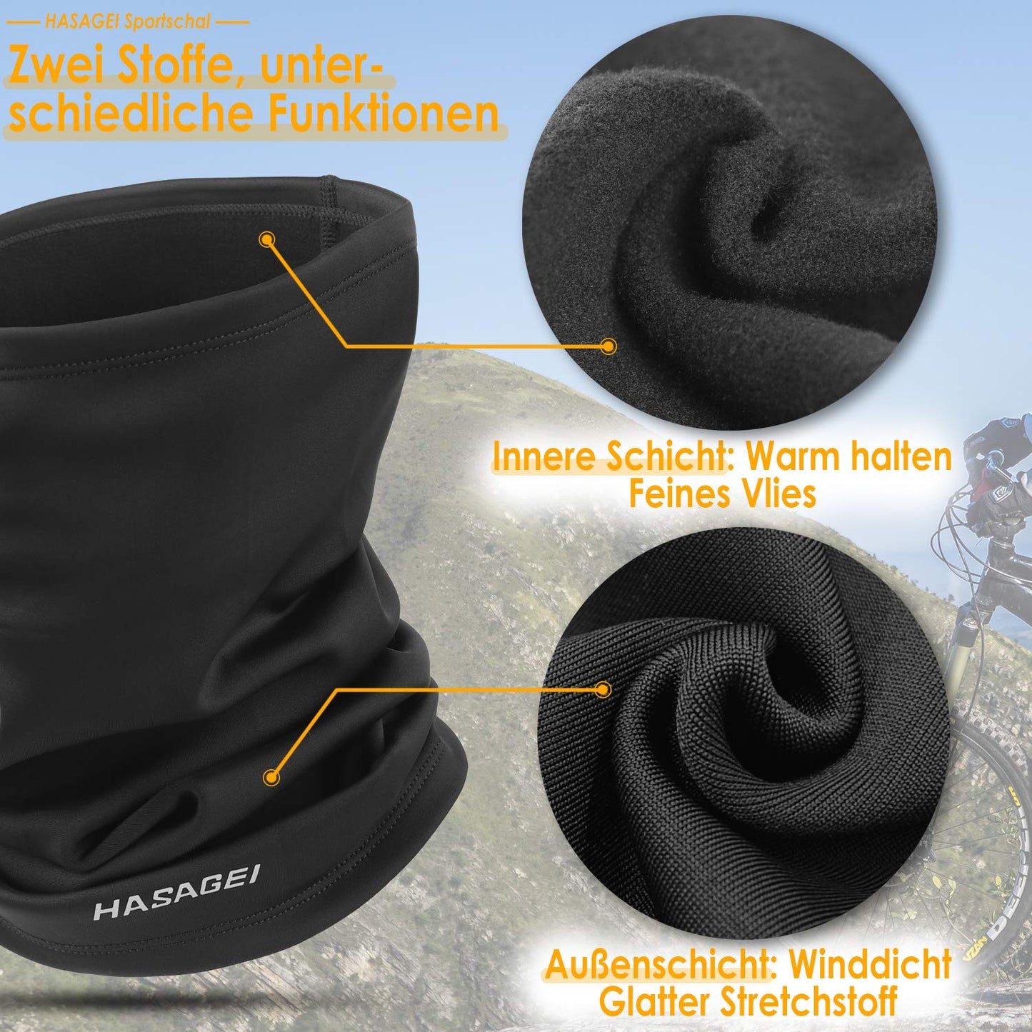 HASAGEI Loopschal Winddicht Multifunktionstuch Winter Fleece Neckwarmer Herren Loop Schal Damen Halstuch Warm Halten Sportschal Halswärmer für Skifahren Fahrrad Jogging