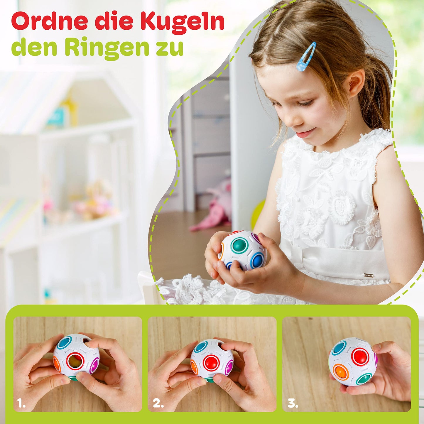 CUBIDI® Original Regenbogenball | Geschicklichkeitsspiel für Kinder und Erwachsene | Spannendes Knobelspiel für Mädchen und Jungen ab 6 Jahren | fördert räumliches Denken, Logik und Vorstellungskraft