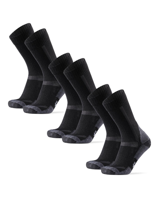 DANISH ENDURANCE Merino Wandersocken, Thermo Outdoor Socken & Trekkingsocken, für Herren, Damen & Kinder, 3 Paar, Schwarz/Grau, 43-47