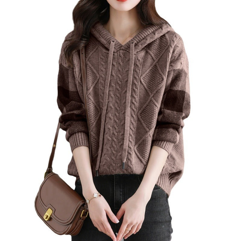 Kuscheliger Pullover für Damen – Lässiger Japanisch-Koreanischer Stil, Free Size, in Apricot, Braun & Weinrot